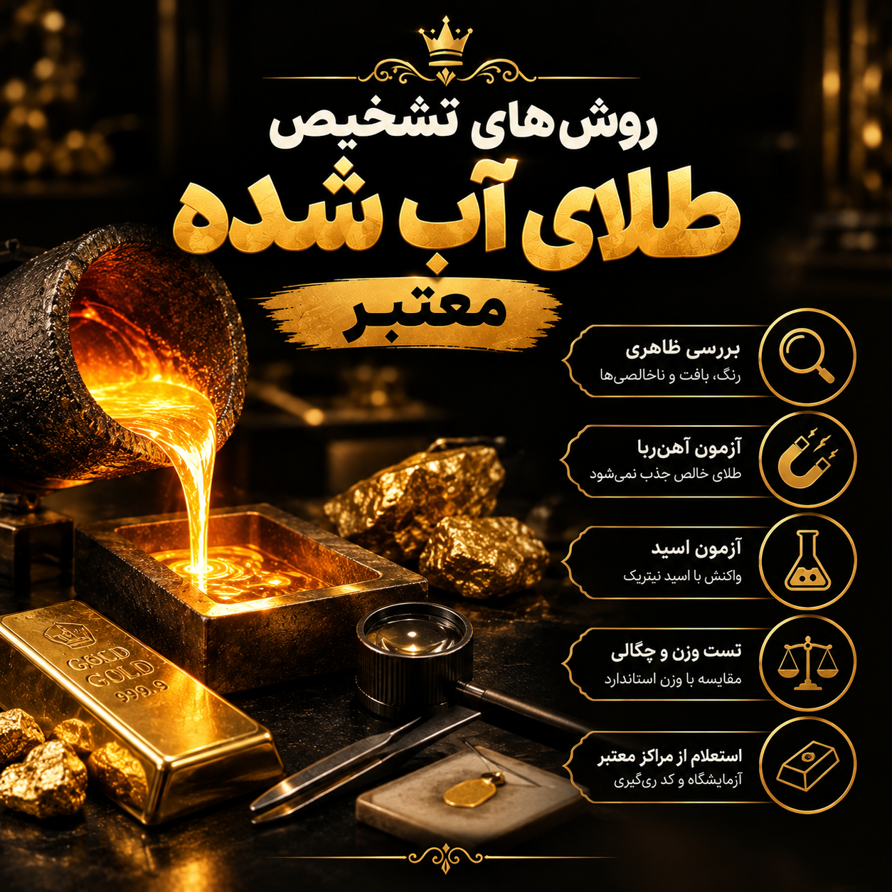 تشخیص طلا آب شده