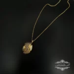 زنجیر و مدال زنانه بیضی توری طلا