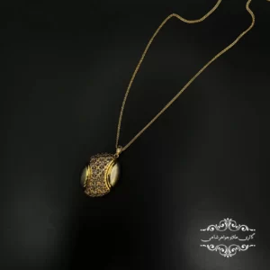 زنجیر و مدال زنانه بیضی توری طلا
